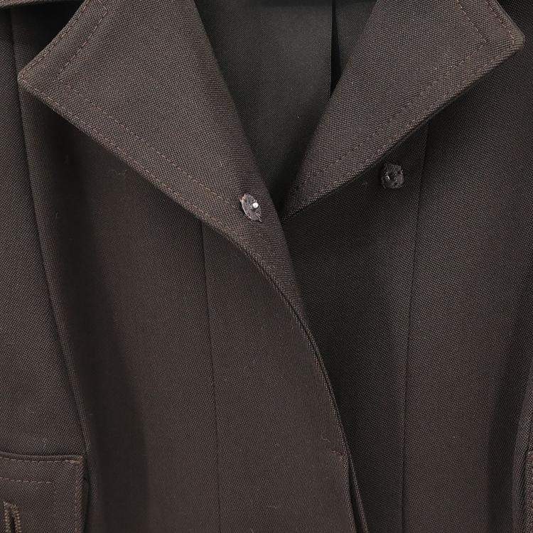 Pre Owned Chanel Single Breasted Jacket Brown 96A Size M