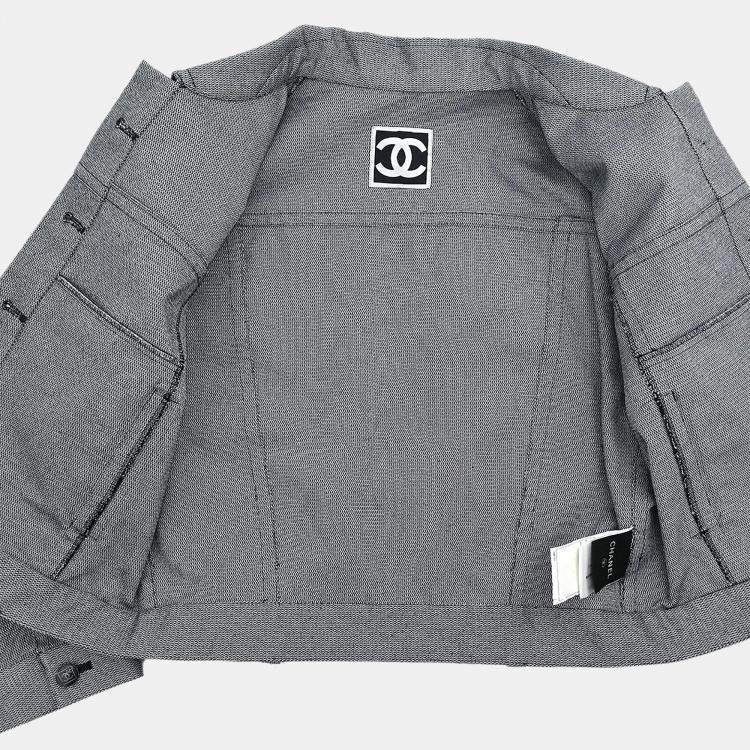 Pre Owned Chanel Single Breasted Jacket Sport Line Jacket Gray #36