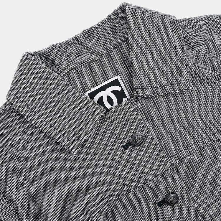 Pre Owned Chanel Single Breasted Jacket Sport Line Jacket Gray #36