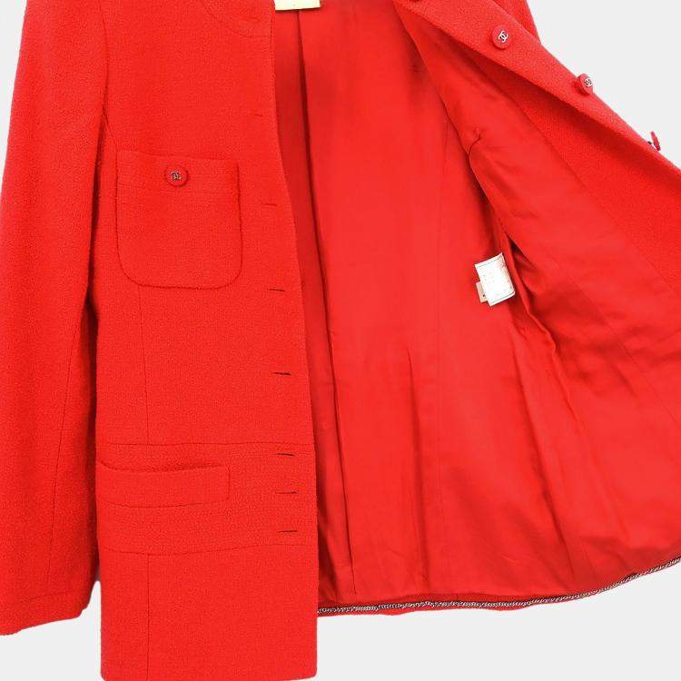 Pre Owned Chanel Setup Suit Jacket Skirt Red 96P #36