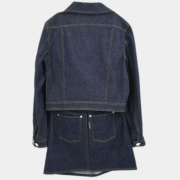 Pre Owned Chanel Setup Suit Jacket Skirt Navy #40 #38