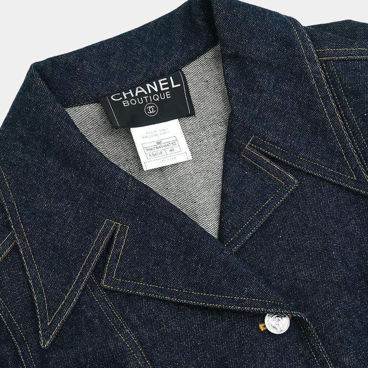 Pre Owned Chanel Setup Suit Jacket Skirt Navy #40 #38