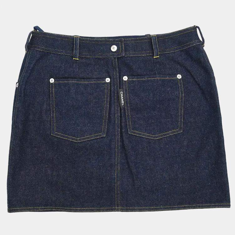 Pre Owned Chanel Setup Suit Jacket Skirt Navy #40 #38