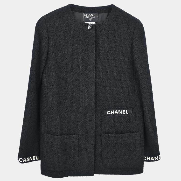 Pre Owned Chanel Single Breasted Jacket Black 95A #38