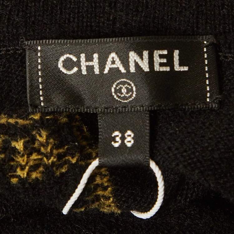 Pre Owned Chanel Black CC Coin Knit Hooded Pullover M