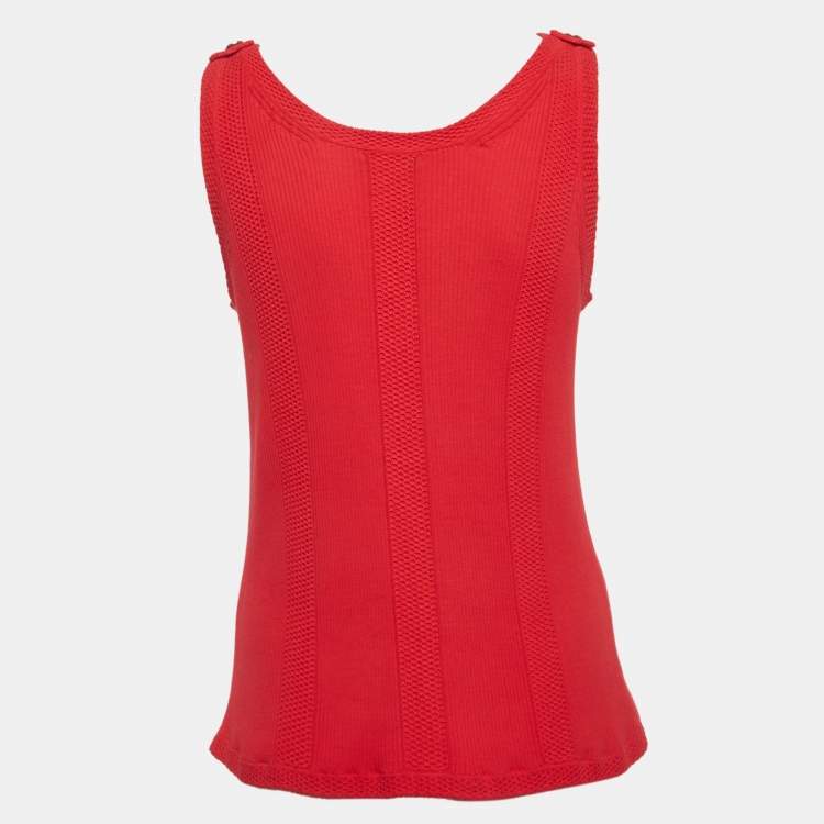 Pre Owned Chanel Pink Stretch Knit Tank Top XL