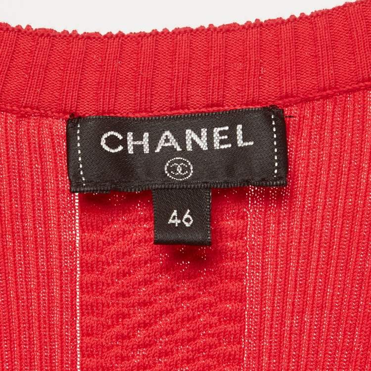 Pre Owned Chanel Pink Stretch Knit Tank Top XL