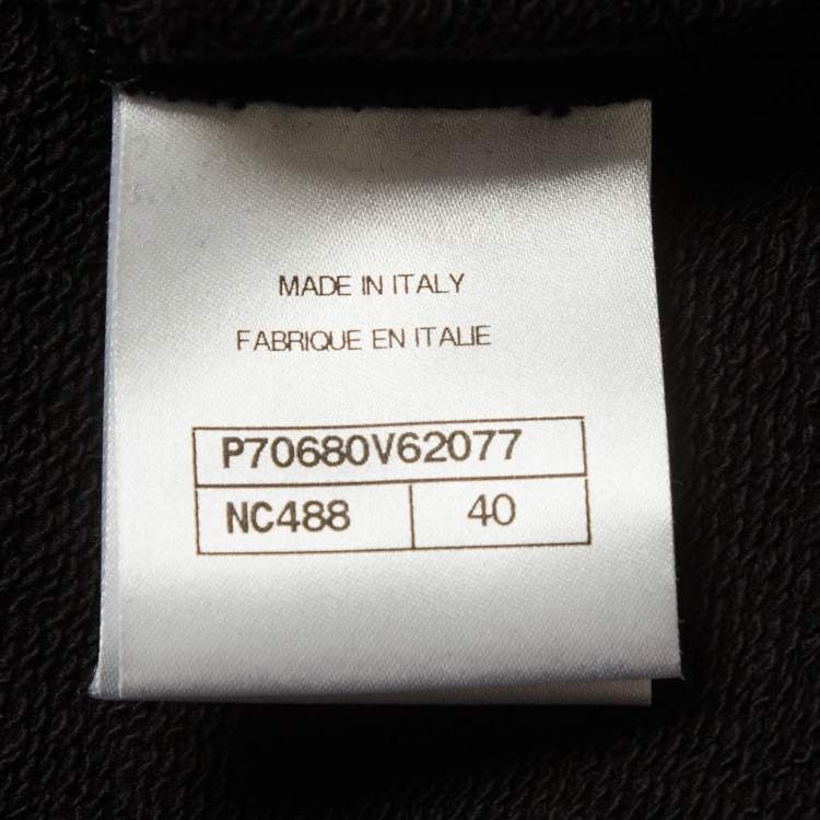 Pre Owned Chanel Black Graphic Print Jersey Tank Top M