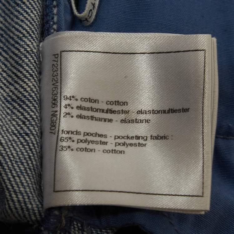 Pre Owned Chanel Blue/Multicolour CHANEL Printed Denim 22P Straight Fit Jeans M/Waist 28"