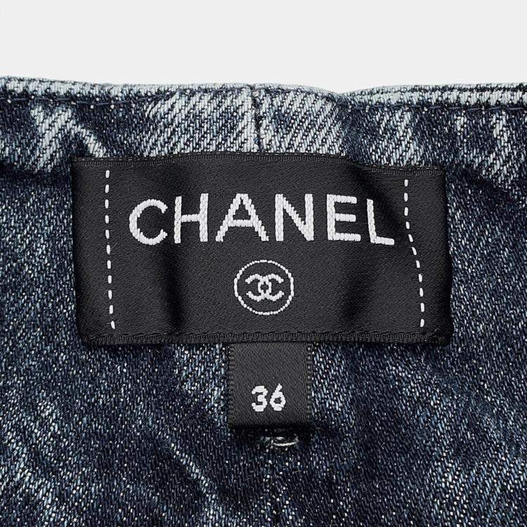 Pre Owned Chanel Denim Print Washed Denim Size 36 Blue Cotton 100%