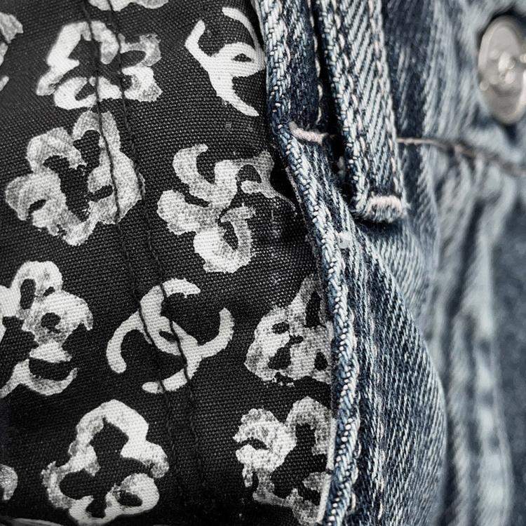 Pre Owned Chanel Denim Print Washed Denim Size 36 Blue Cotton 100%