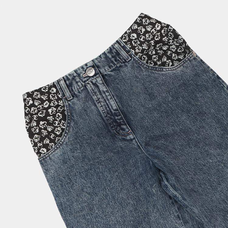 Pre Owned Chanel Denim Print Washed Denim Size 36 Blue Cotton 100%