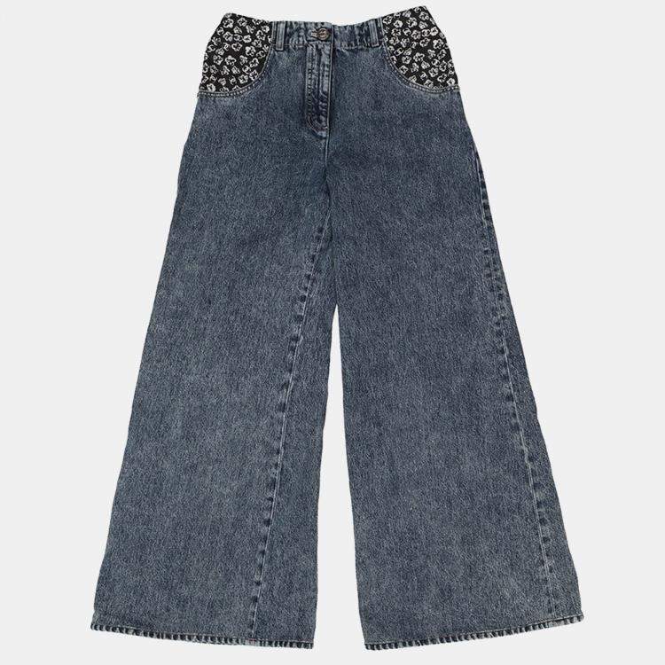 Pre Owned Chanel Denim Print Washed Denim Size 36 Blue Cotton 100%