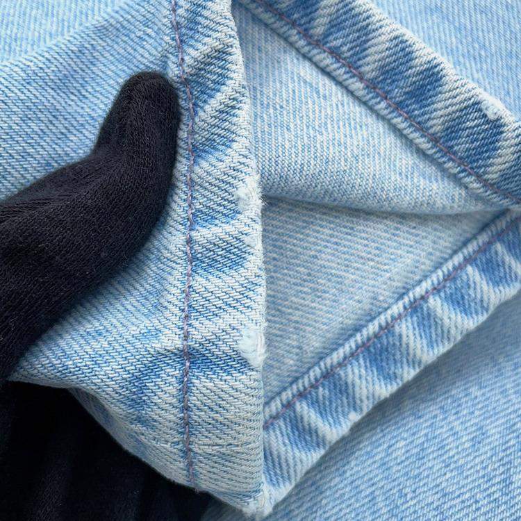 Pre Owned Chanel Coco Button Denim Pants Size 36 Light Blue Cotton100%