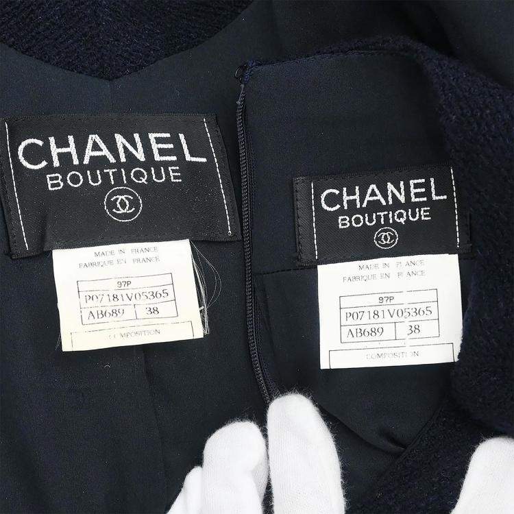 Pre Owned Chanel Setup Suit Jacket Skirt Navy 97P #38