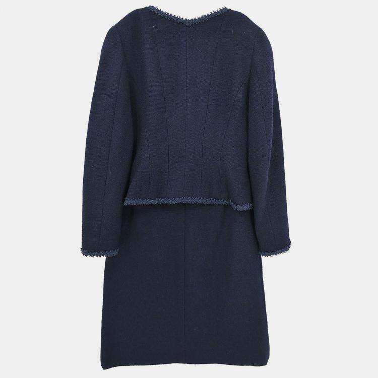 Pre Owned Chanel Setup Suit Jacket Skirt Navy 97P #38