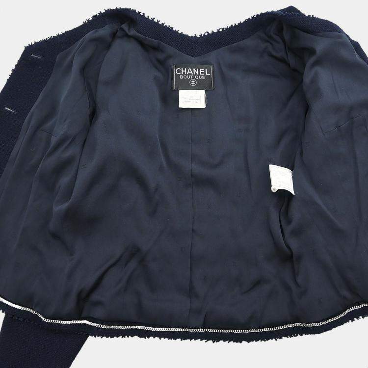 Pre Owned Chanel Setup Suit Jacket Skirt Navy 97P #38