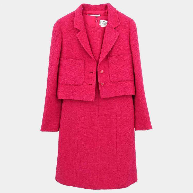Pre Owned Chanel Setup Suit Jacket Sleeveless Dress Pink #36