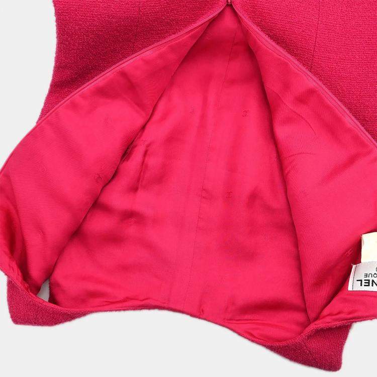 Pre Owned Chanel Setup Suit Jacket Sleeveless Dress Pink #36