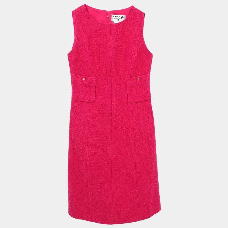 Pre Owned Chanel Setup Suit Jacket Sleeveless Dress Pink #36