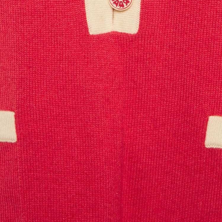 Pre Owned Chanel Pink Cashmere Half-Placket Sweater L