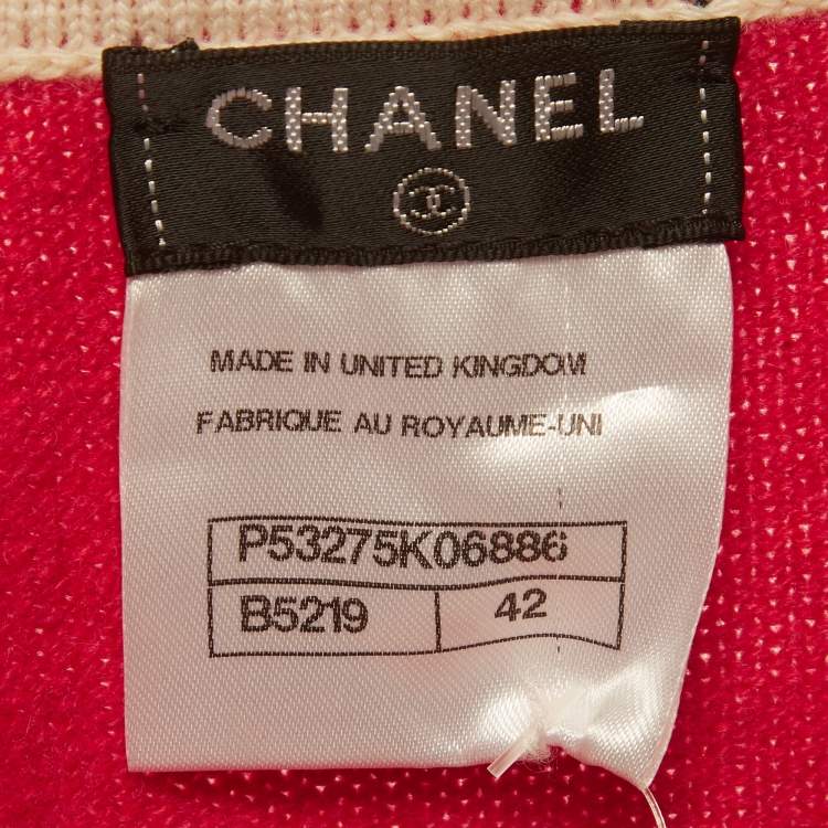 Pre Owned Chanel Pink Cashmere Half-Placket Sweater L