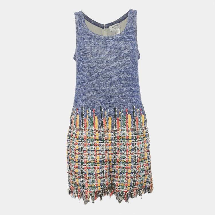 Pre Owned Chanel Multicolor Tweed Sleeveless Playsuit L
