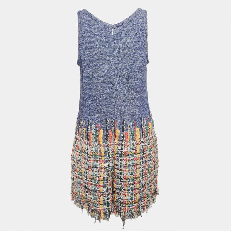 Pre Owned Chanel Multicolor Tweed Sleeveless Playsuit L