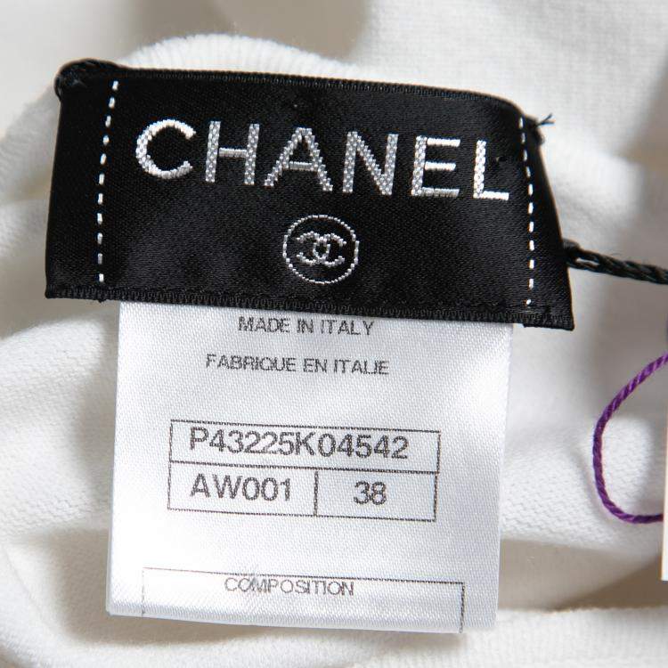 Pre Owned Chanel White Zip Front Knit Jacket M