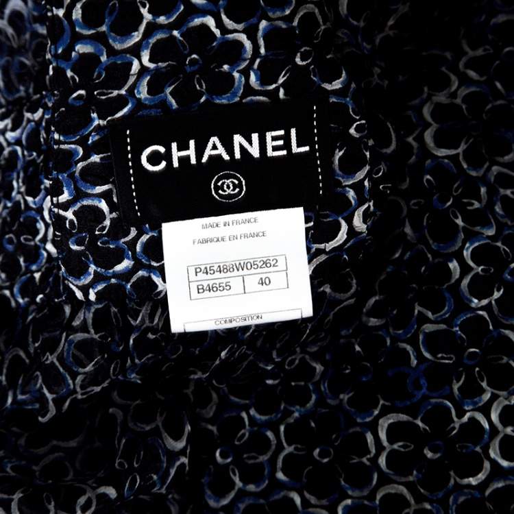 Pre Owned Chanel Black Camelia Printed Silk Belted Romper M