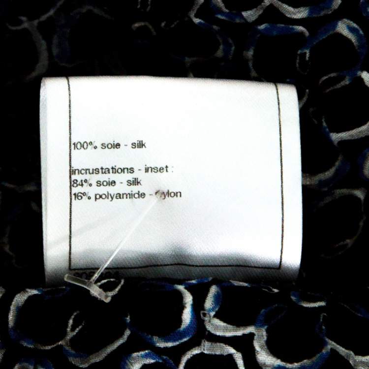 Pre Owned Chanel Black Camelia Printed Silk Belted Romper M