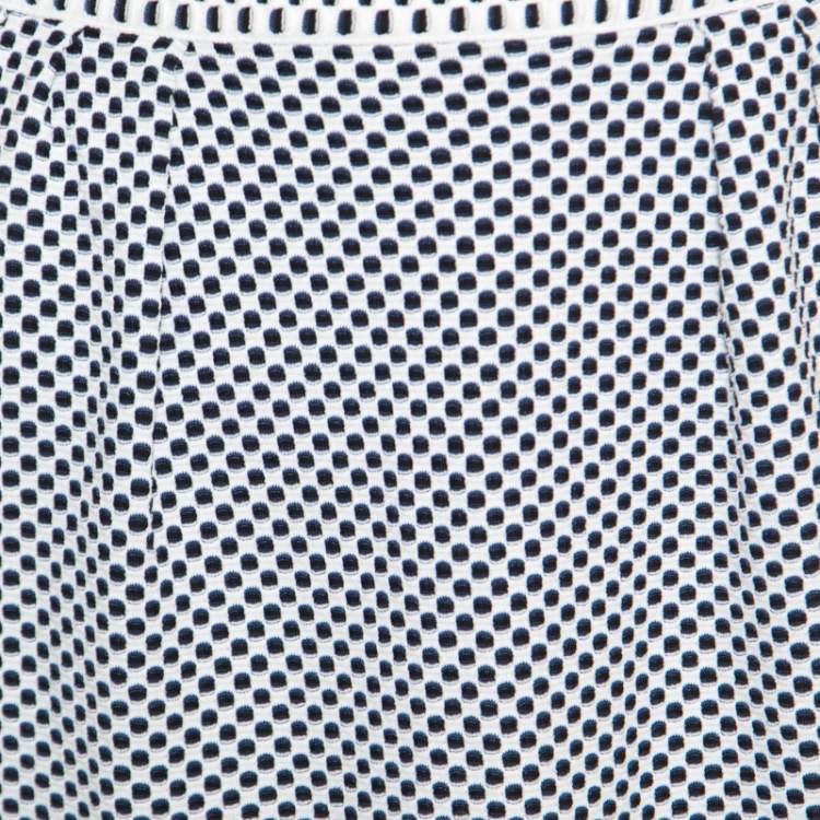 Pre Owned Chanel Navy Blue and White Jacquard Knit Mini Skirt S