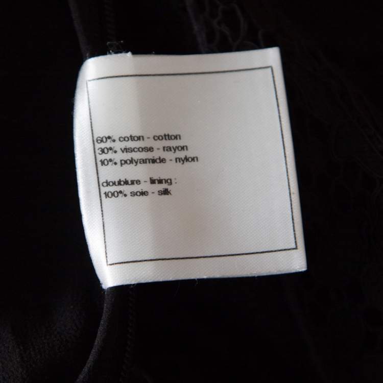 Pre Owned Chanel Black Floral Cotton Lace Silk Lined Layered Culottes S