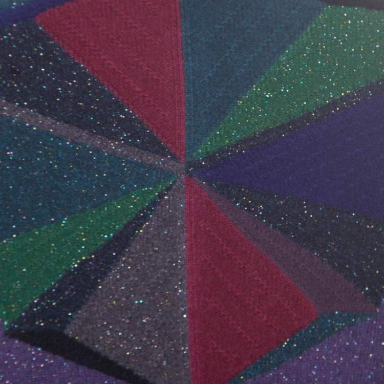 Pre Owned Chanel Purple Lurex Knit Cashmere Embellished Button Cardigan L