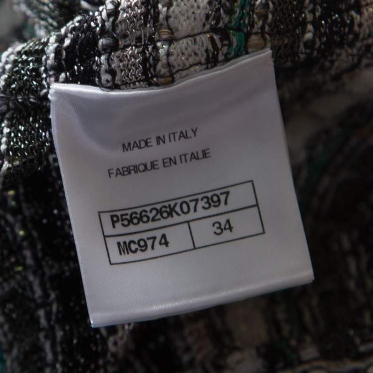 مملوكة مسبقًا Chanel Monochrome Silk Blend Crystal Embellished Plunge Back Tweed Blazer S