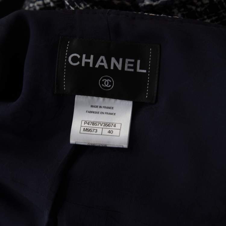 مملوكة مسبقًا Chanel Midnight Blue Tweed Double Breasted Jacket M