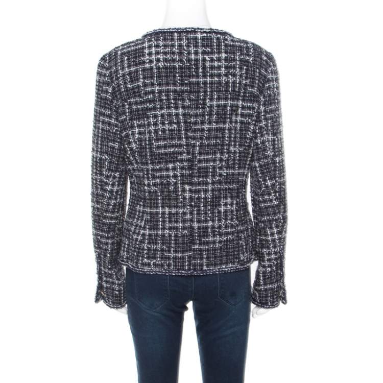 مملوكة مسبقًا Chanel Midnight Blue Tweed Double Breasted Jacket M