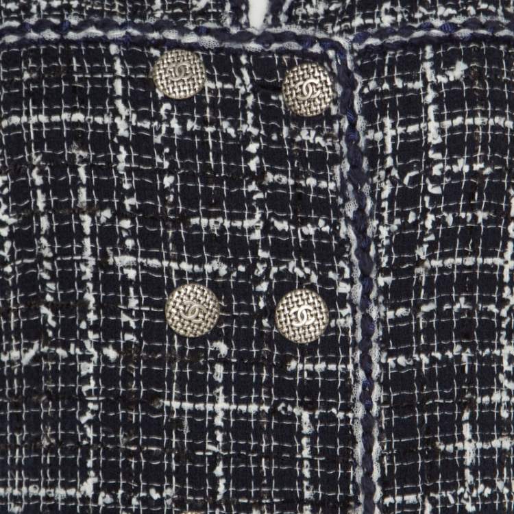 مملوكة مسبقًا Chanel Midnight Blue Tweed Double Breasted Jacket M