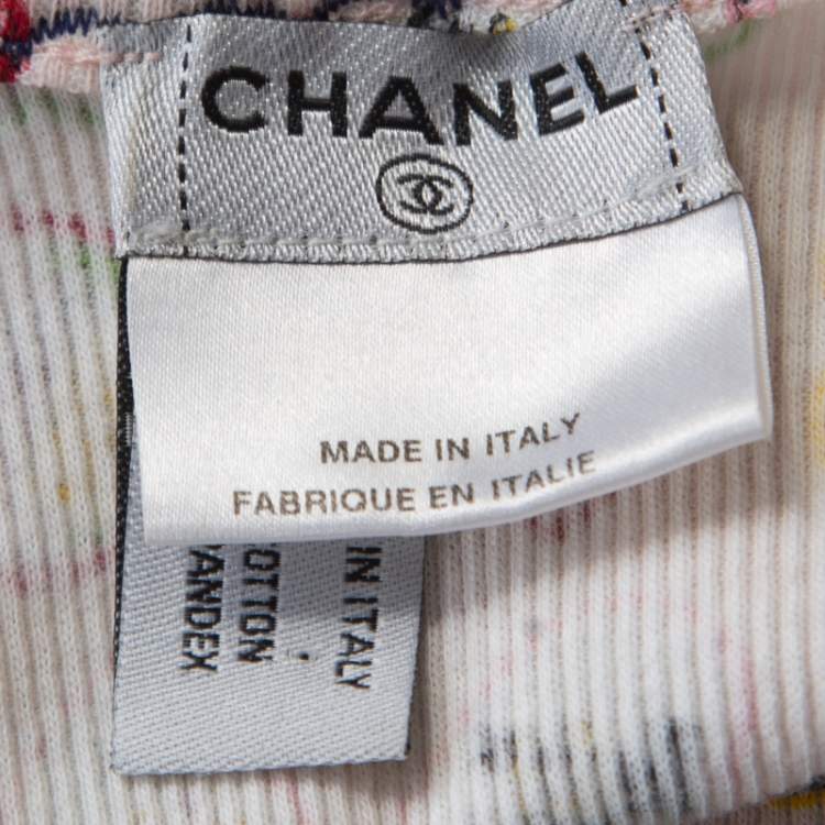 Pre Owned Chanel Pink Heart Printed Ribbed Tank Top M