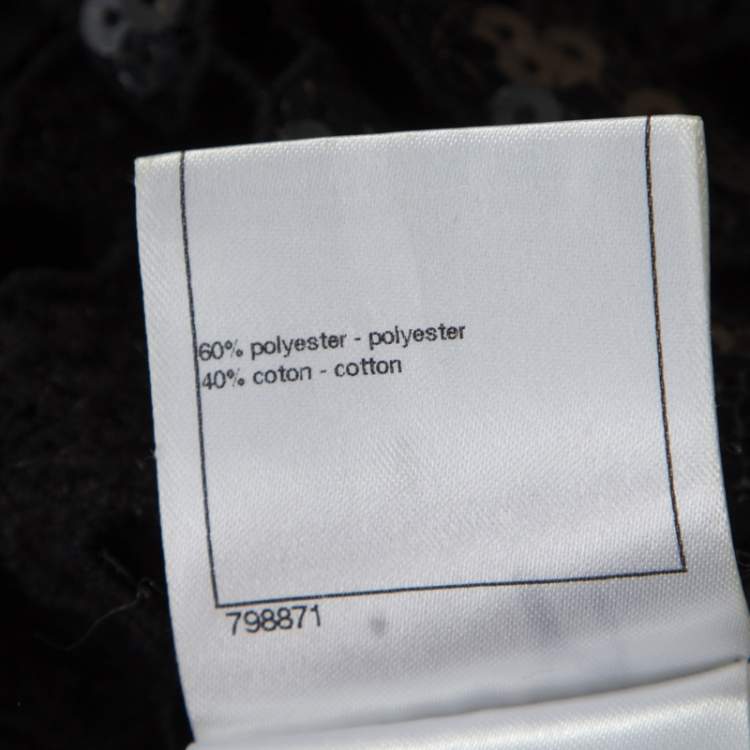 Pre Owned Chanel Black Sequined Cutout Guipure Lace Oversized Jacket M