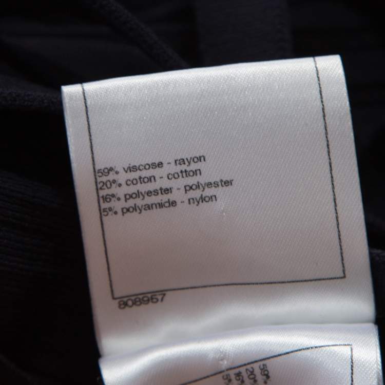 Pre Owned Chanel Navy Blue Knit Back Tie Detail Pleated Oversized Dress M