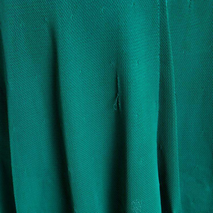 Pre Owned Chanel Emerald Green Perforated Mesh Knit Back Tie Detail Draped Dress S