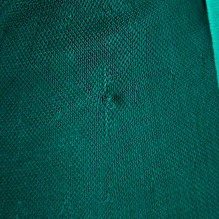 Pre Owned Chanel Emerald Green Perforated Mesh Knit Back Tie Detail Draped Dress S