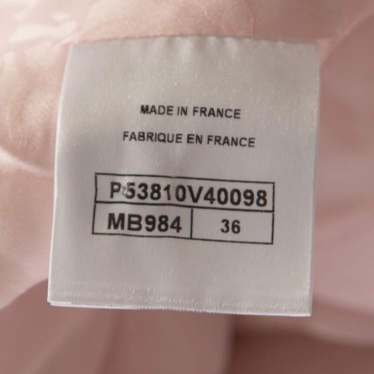 Pre Owned Chanel Pale Pink Lurex Insert Tweed Long Coat S