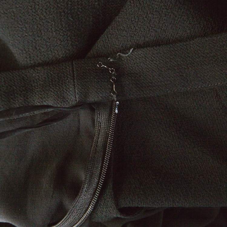 Pre Owned Chanel Black Wool Wrap Overlay Skirt L