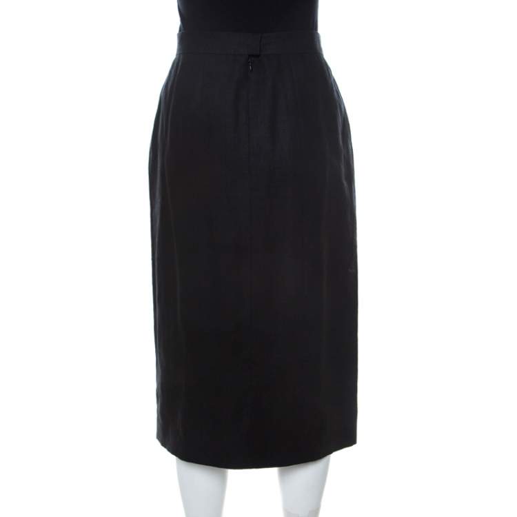 chanel black velvet skirt