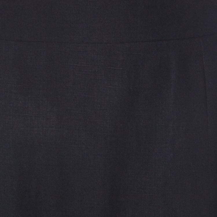 Pre Owned Chanel Black Linen Sheath Skirt L