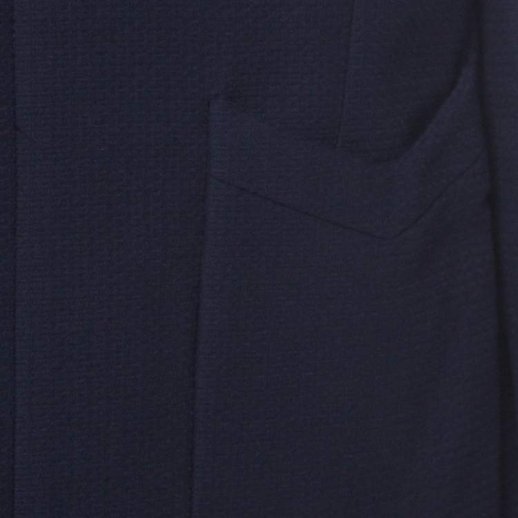 Pre Owned Chanel Navy Cotton Blend Textured Jacket L
