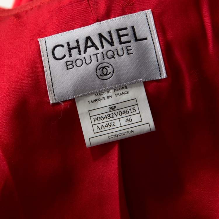 مملوكة مسبقًا Chanel Coral Red Wool Bouclé Vintage Jacket XL
