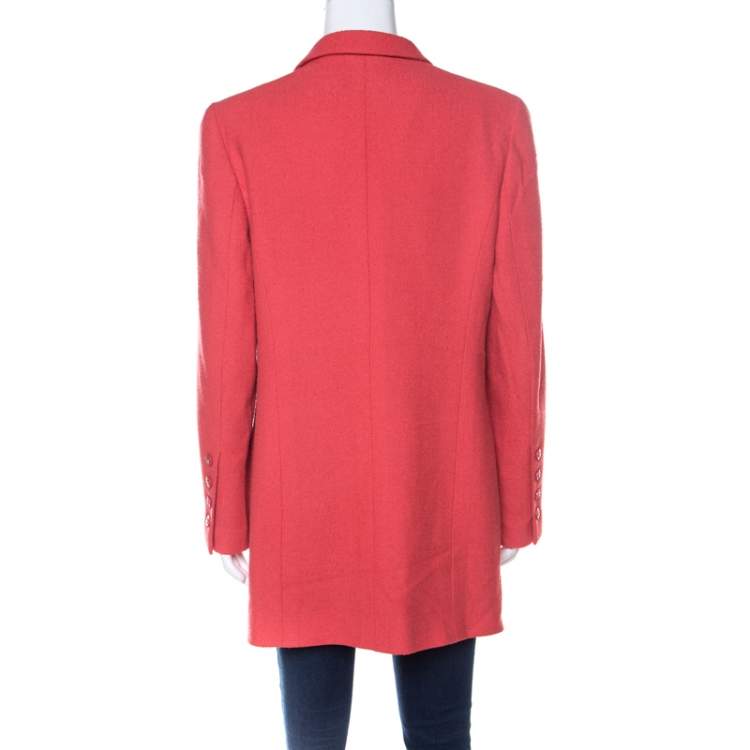 مملوكة مسبقًا Chanel Coral Red Wool Bouclé Vintage Jacket XL